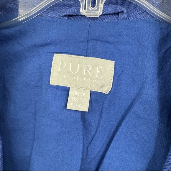 Pure Collection Blazer Women's Size 12 Linen One Button Pockets Lined Vented - Picture 5 of 8